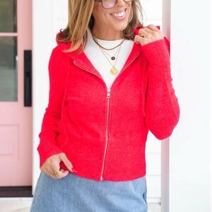 Zenana Vibrant Red Zip-Up Hoodie. Very soft with stretch!